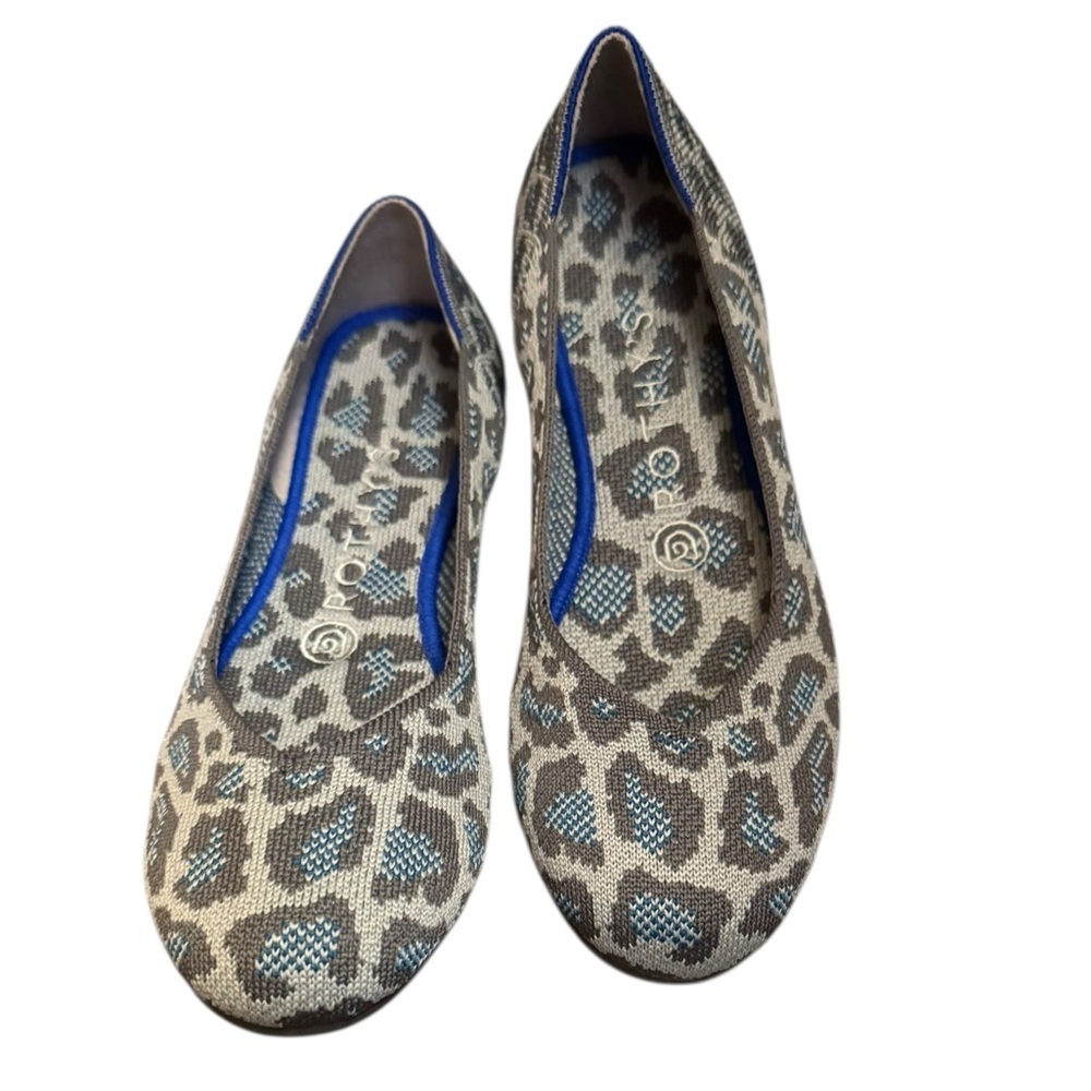 ROTHYS RARE RETIRED Leopard Print The Flat Size 7 Gray Blue Cheetah Luxury NWOT